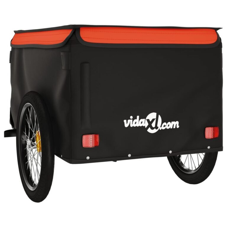 vidaXL Dviračio priekaba, juodos ir oranžinės spalvos, 45kg, geležis – produkto nuotrauka 7