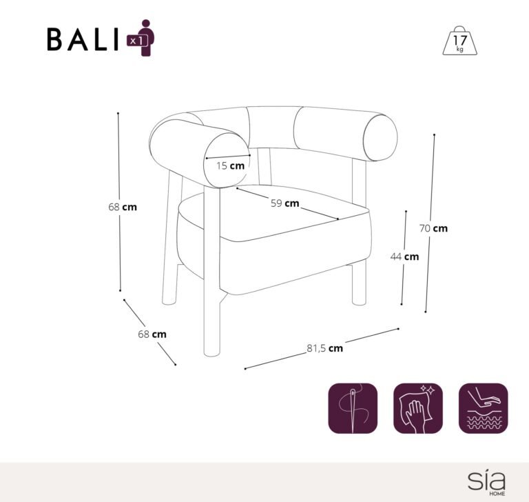 Fotelis BALI – kreminė spalva – produkto nuotrauka 5