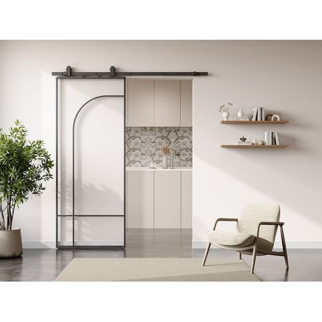 Stumdomos durys MONDANO – 83 cm, juoda spalva – nuotrauka 2 Stumdomos durys MONDANO – 83 cm, juoda spalva – produkto nuotrauka 2