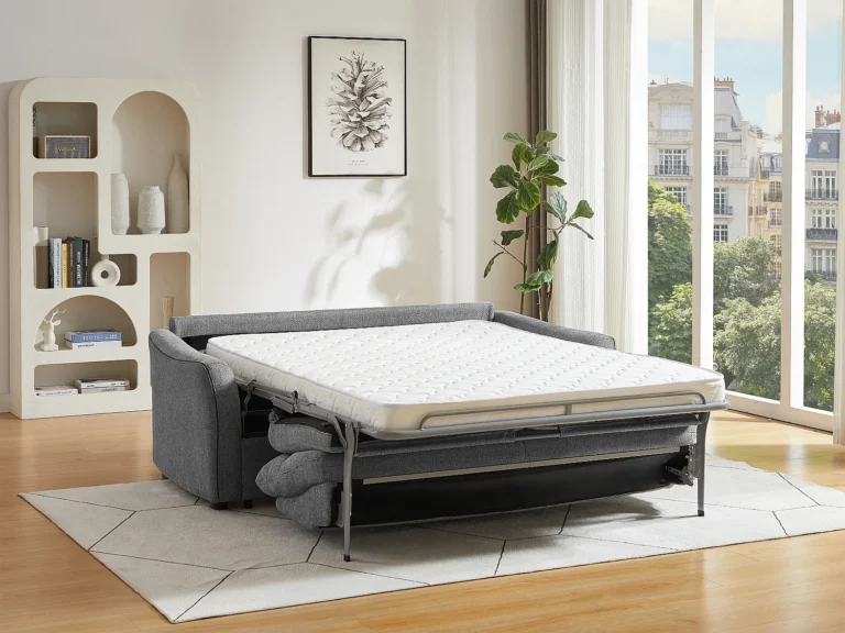 Išskleidžiama sofa SOVANIA – pilka spalva – produkto nuotrauka 2