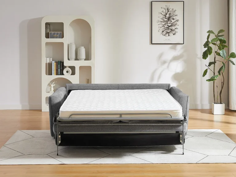 Išskleidžiama sofa SOVANIA – pilka spalva – produkto nuotrauka 3