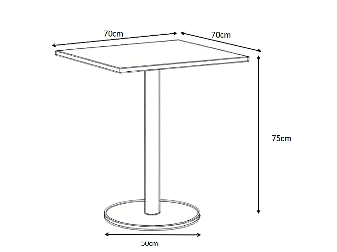 Kvadratinis lauko stalas NILY – 70 cm, juoda spalva – produkto nuotrauka 6