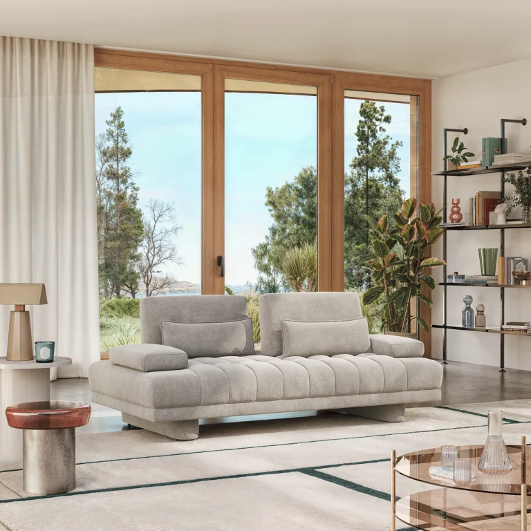 13531077.webp POLANE 3 vietų sofa su reguliuojamu atlošu šviesiai pilkai smėlinė
